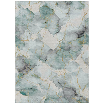 9' X 12' Blue And Ivory Abstract Washable Indoor Outdoor Area Rug HomeRoots