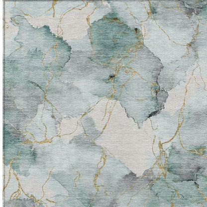 9' X 12' Blue And Ivory Abstract Washable Indoor Outdoor Area Rug HomeRoots