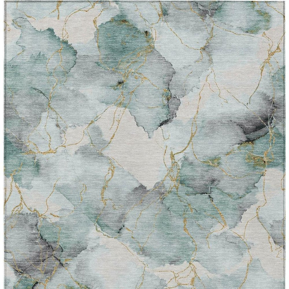 9' X 12' Blue And Ivory Abstract Washable Indoor Outdoor Area Rug HomeRoots