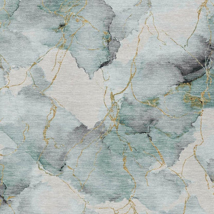 10' X 14' Blue And Ivory Abstract Washable Indoor Outdoor Area Rug HomeRoots