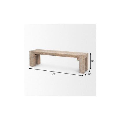 70" Natural Wood Distressed Dining Bench HomeRoots