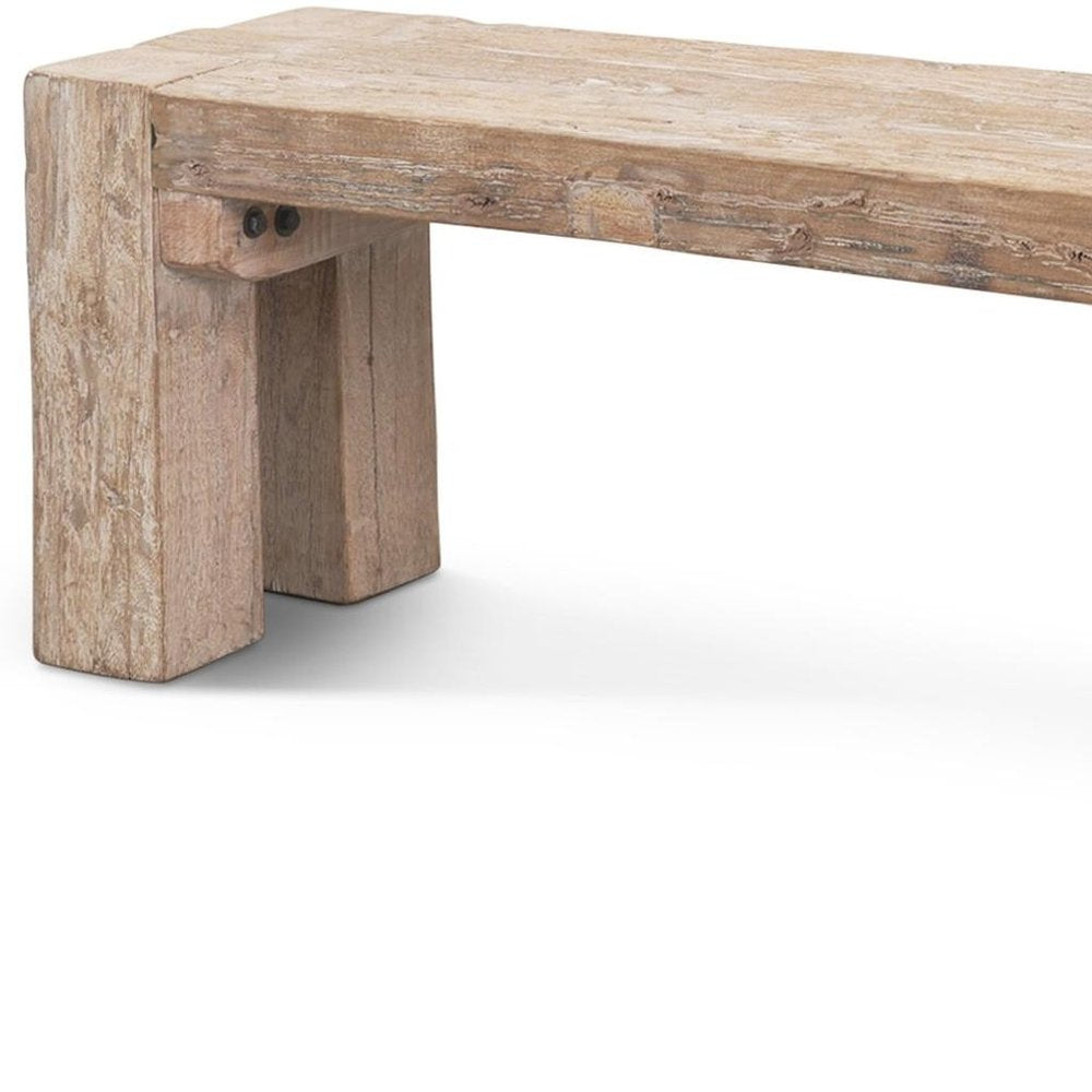 70" Natural Wood Distressed Dining Bench HomeRoots