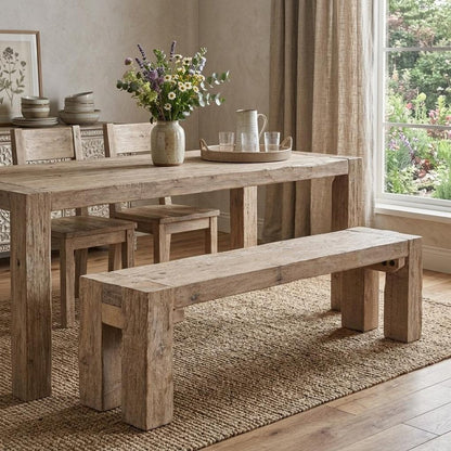 70" Natural Wood Distressed Dining Bench HomeRoots