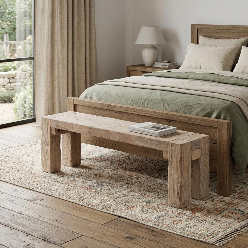 70" Natural Wood Distressed Dining Bench HomeRoots