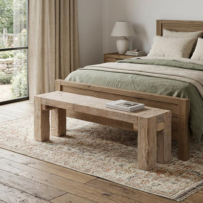 70" Natural Wood Distressed Dining Bench HomeRoots