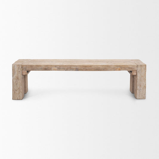 70" Natural Wood Distressed Dining Stool
