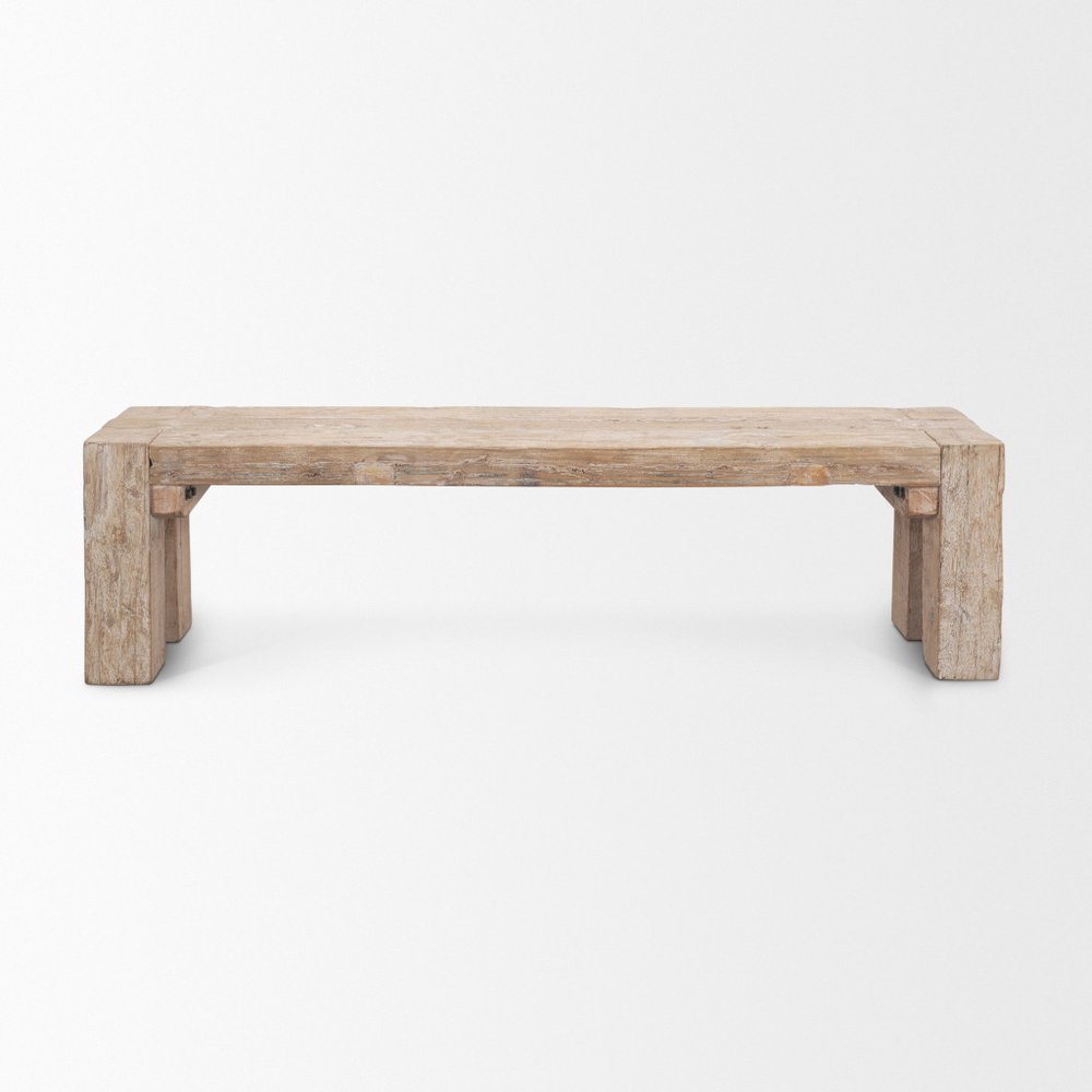 70" Natural Wood Distressed Dining Bench HomeRoots