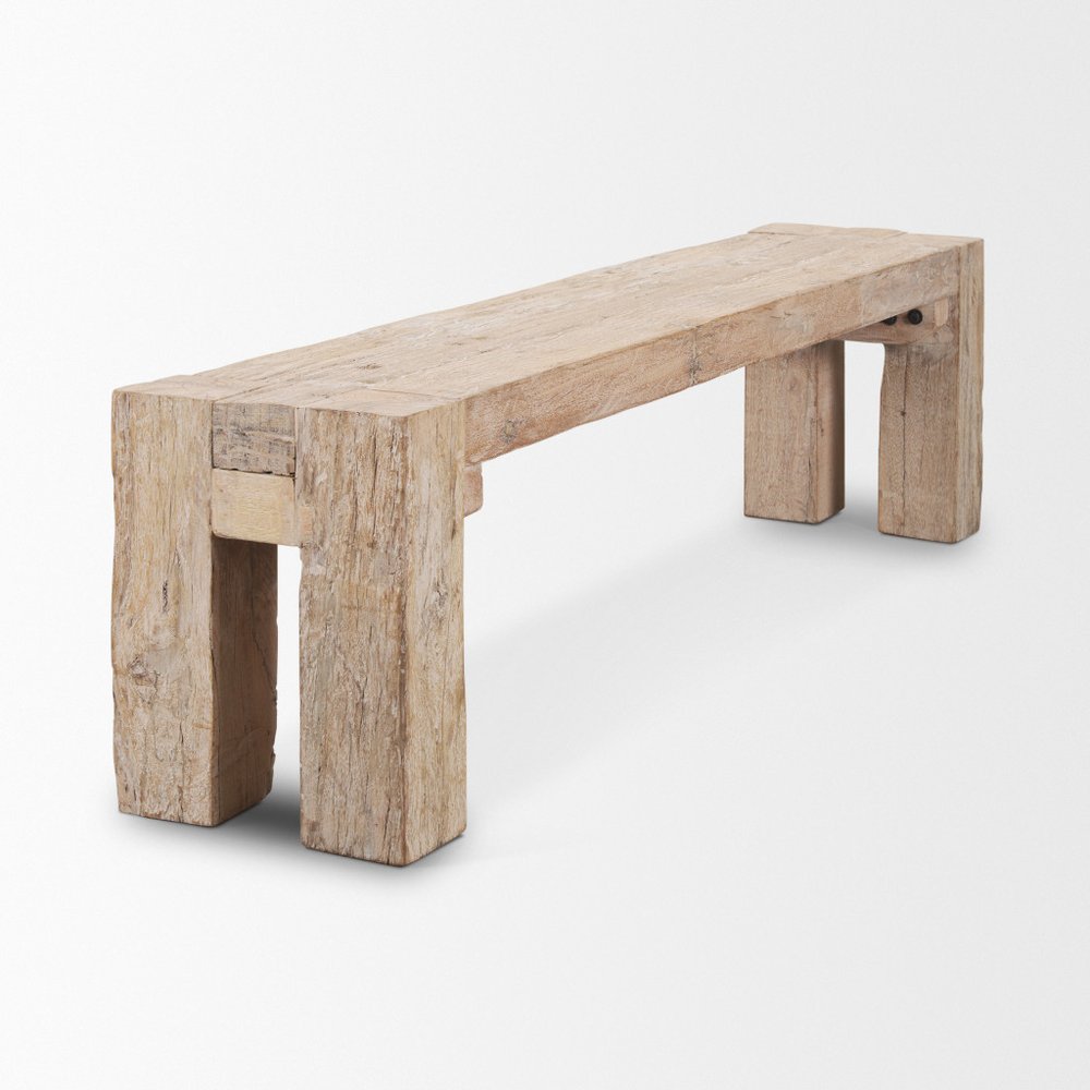 70" Natural Wood Distressed Dining Bench HomeRoots