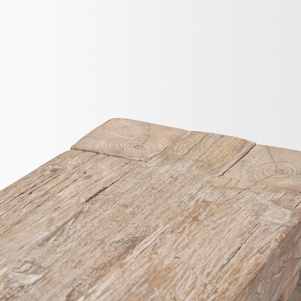 70" Natural Wood Distressed Dining Bench HomeRoots