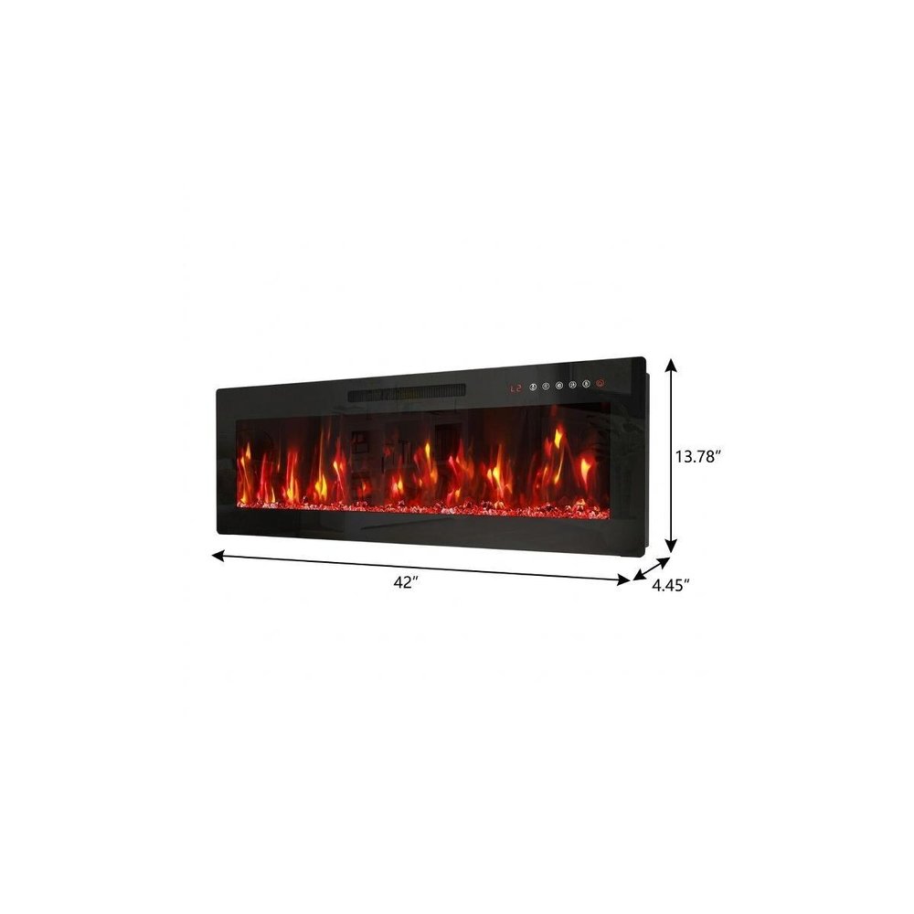 42" Black And Red Metal Electric Fireplace Insert With LED — view 2