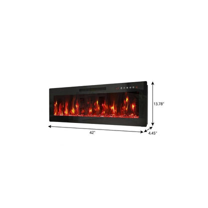 42" Black And Red Metal Electric Fireplace Insert With LED HomeRoots