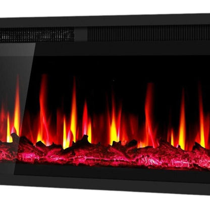 60" Black Metal Electric Fireplace Insert With LED HomeRoots