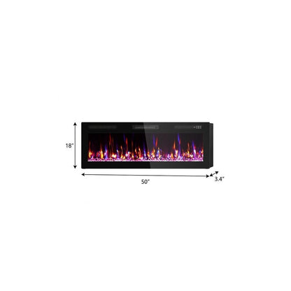 50" Black And Red Faux Crystals Metal Electric Fireplace Insert With LED HomeRoots