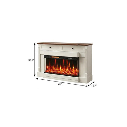 61" Black And Red Metal Electric Fireplace Insert With Mantle With LED HomeRoots