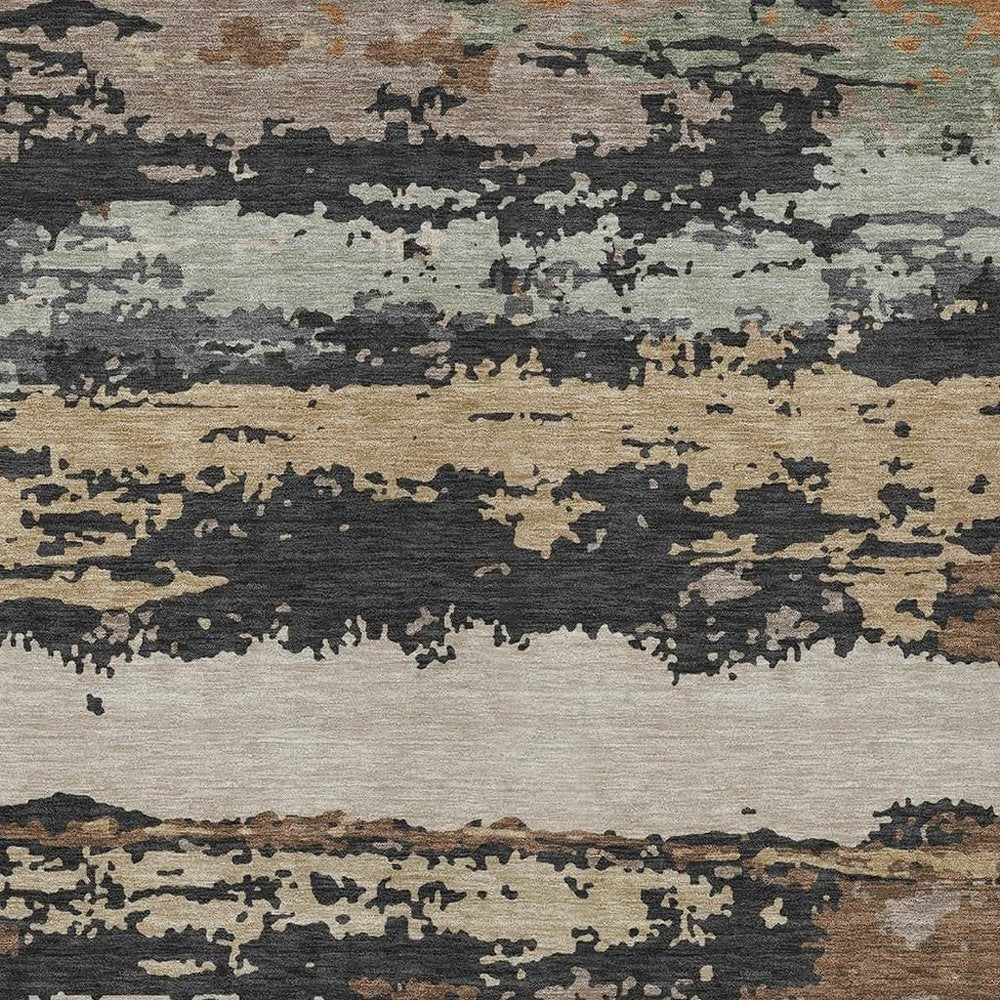 3' X 5' Charcoal And Brown Abstract Washable Indoor Outdoor Area Rug HomeRoots