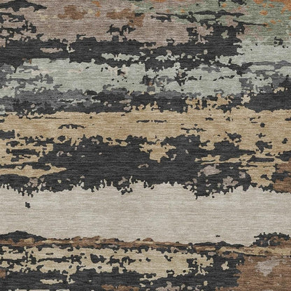 3' X 5' Charcoal And Brown Abstract Washable Indoor Outdoor Area Rug HomeRoots