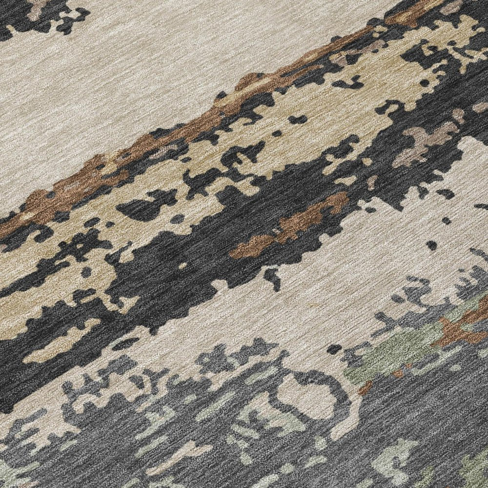 3' X 5' Charcoal And Brown Abstract Washable Indoor Outdoor Area Rug HomeRoots