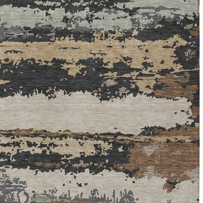 5' X 8' Charcoal And Brown Abstract Washable Indoor Outdoor Area Rug HomeRoots