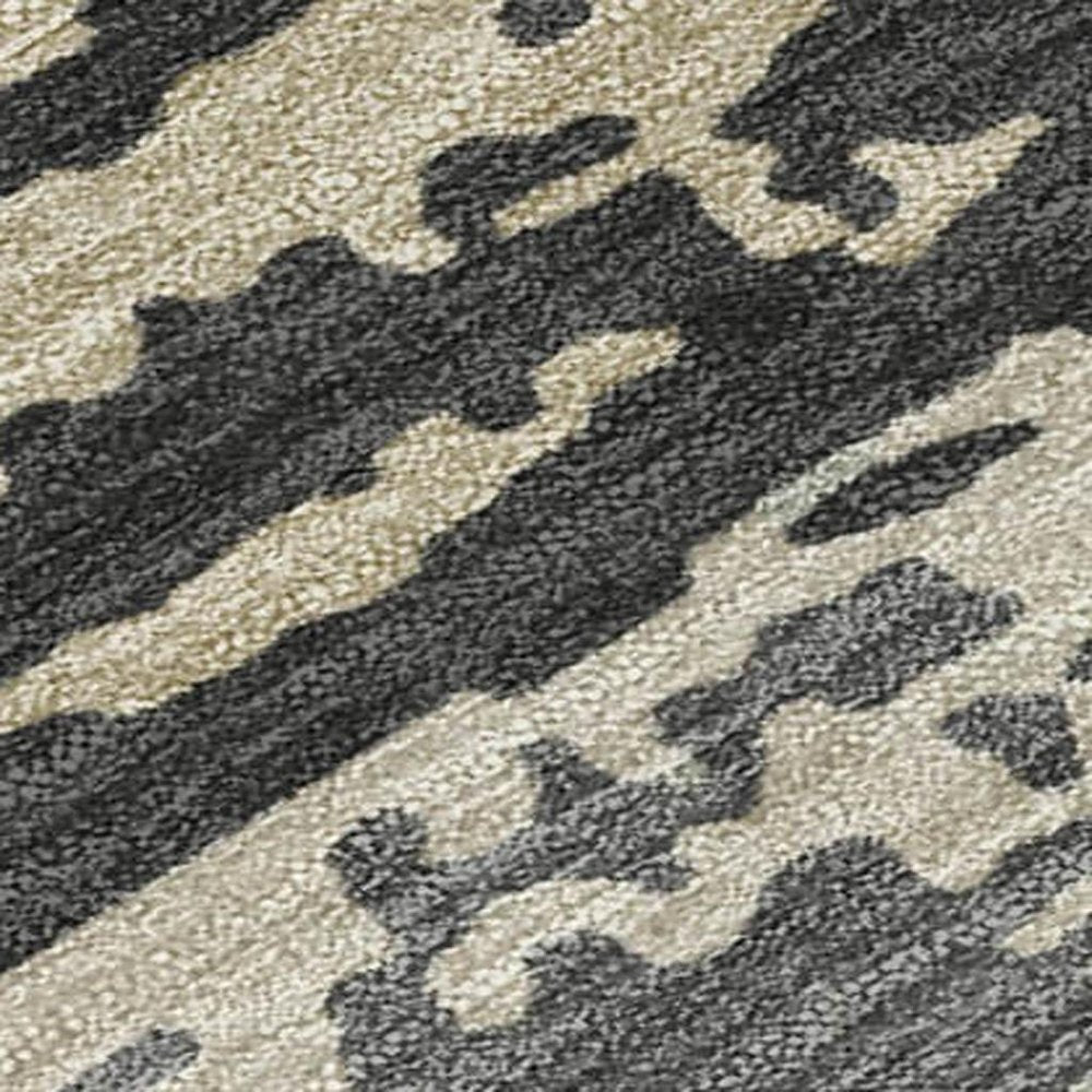 8' Charcoal And Brown Round Abstract Washable Indoor Outdoor Area Rug HomeRoots
