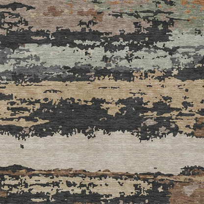 8' X 10' Charcoal And Brown Abstract Washable Indoor Outdoor Area Rug