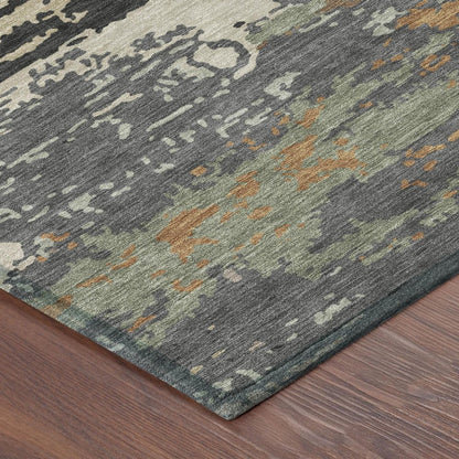 10' X 14' Charcoal And Brown Abstract Washable Indoor Outdoor Area Rug HomeRoots