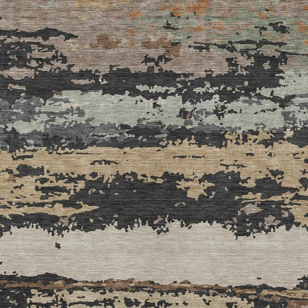 10' X 14' Charcoal And Brown Abstract Washable Indoor Outdoor Area Rug HomeRoots