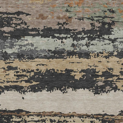 10' X 14' Charcoal And Brown Abstract Washable Indoor Outdoor Area Rug HomeRoots