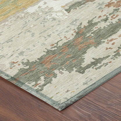 3' X 5' Gold And Ivory Abstract Washable Indoor Outdoor Area Rug HomeRoots