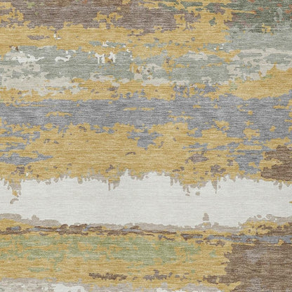 5' X 8' Gold And Ivory Abstract Washable Indoor Outdoor Area Rug HomeRoots