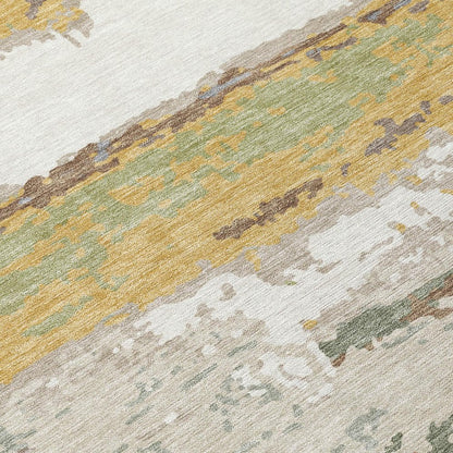 8' X 10' Gold And Ivory Abstract Washable Indoor Outdoor Area Rug HomeRoots