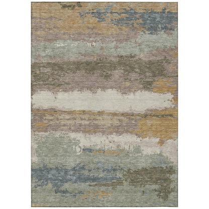 5' X 8' Taupe And Ivory Abstract Washable Indoor Outdoor Area Rug HomeRoots