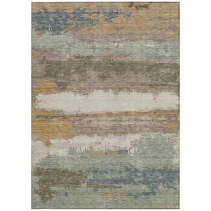5' X 8' Taupe And Ivory Abstract Washable Indoor Outdoor Area Rug HomeRoots