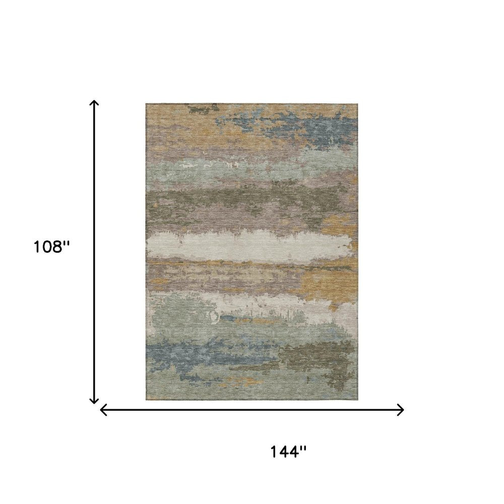 9' X 12' Taupe And Ivory Abstract Washable Indoor Outdoor Area Rug HomeRoots