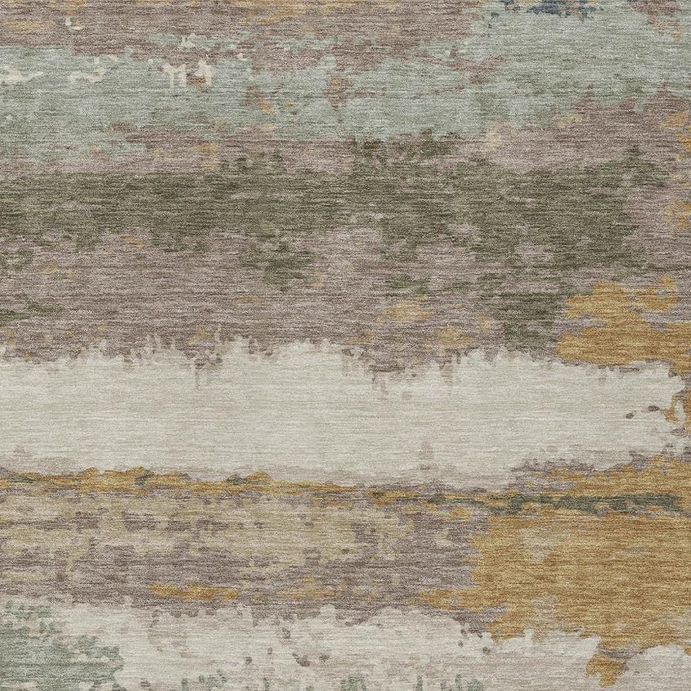 10' X 14' Taupe And Ivory Abstract Washable Indoor Outdoor Area Rug HomeRoots