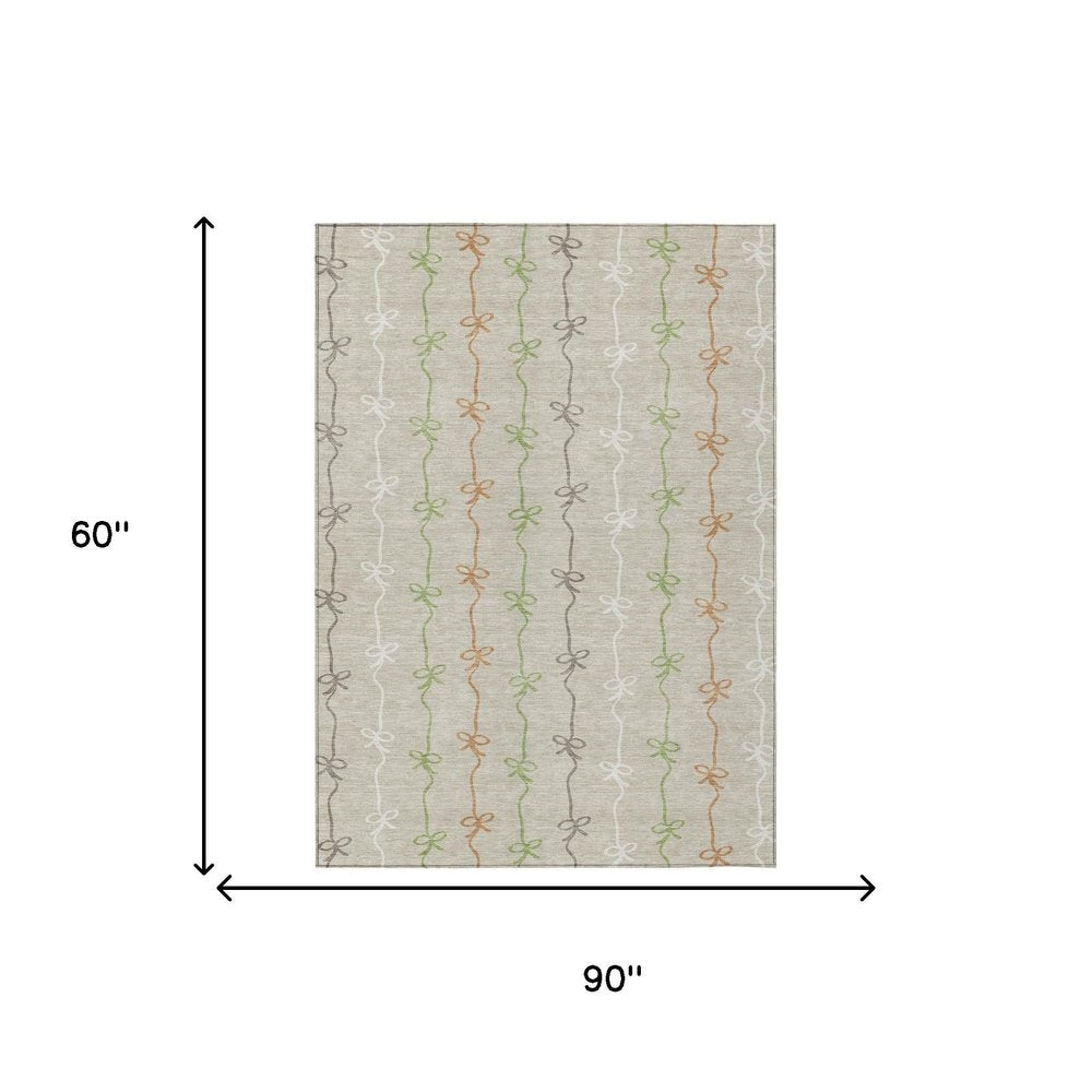 5' X 8' Beige And Gray Southwestern Washable Indoor Outdoor Area Rug HomeRoots