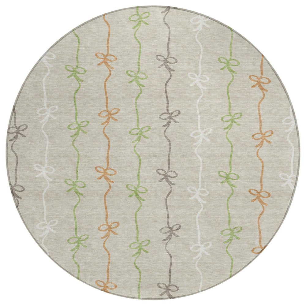 8' Beige And Gray Round Southwestern Washable Indoor Outdoor Area Rug HomeRoots