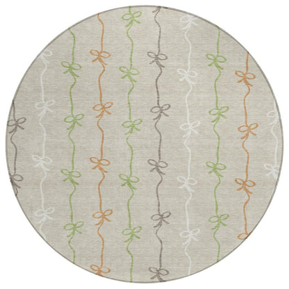 8' Beige And Gray Round Southwestern Washable Indoor Outdoor Area Rug HomeRoots