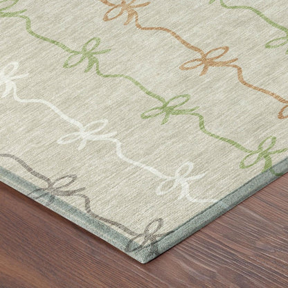 8' Beige And Gray Round Southwestern Washable Indoor Outdoor Area Rug HomeRoots