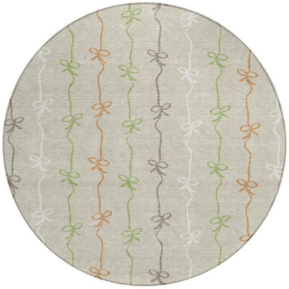 8' Beige And Gray Round Southwestern Washable Indoor Outdoor Area Rug HomeRoots