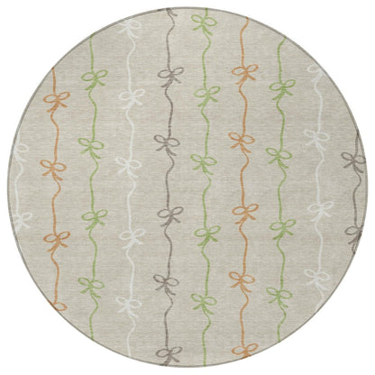 8' Beige And Gray Round Southwestern Washable Indoor Outdoor Area Rug HomeRoots
