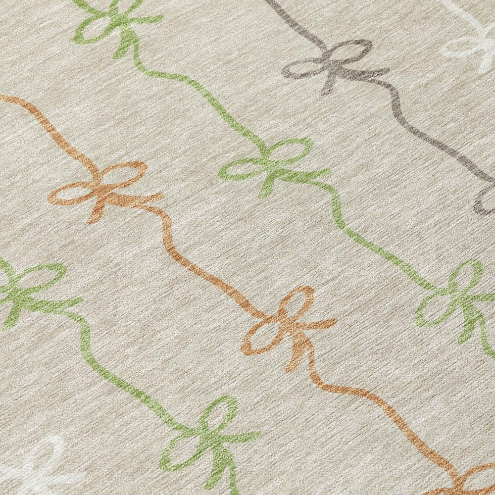 8' Beige And Gray Round Southwestern Washable Indoor Outdoor Area Rug HomeRoots