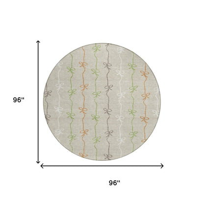 8' Beige And Gray Round Southwestern Washable Indoor Outdoor Area Rug HomeRoots