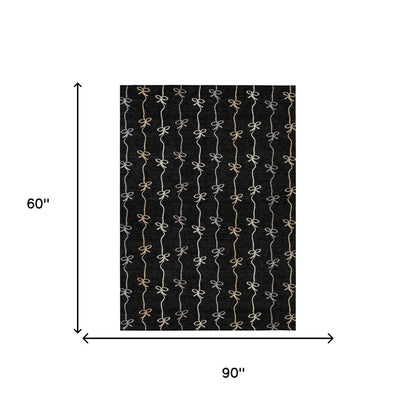 5' X 8' Black And Gray Southwestern Washable Indoor Outdoor Area Rug HomeRoots