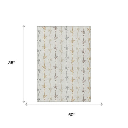 3' X 5' Ivory And Gray Southwestern Washable Indoor Outdoor Area Rug