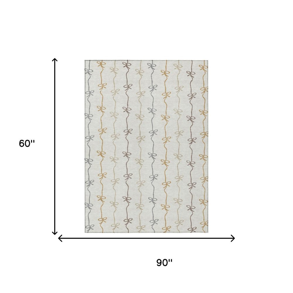 5' X 8' Ivory And Gray Southwestern Washable Indoor Outdoor Area Rug HomeRoots