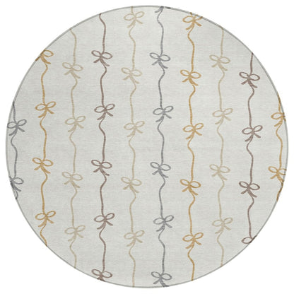 8' Ivory And Gray Round Southwestern Washable Indoor Outdoor Area Rug HomeRoots