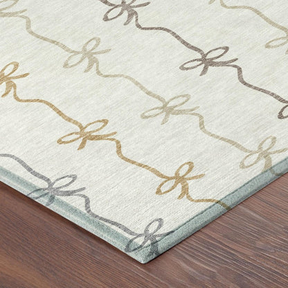 8' Ivory And Gray Round Southwestern Washable Indoor Outdoor Area Rug HomeRoots