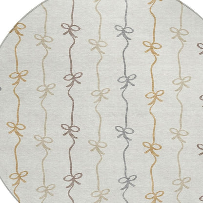 8' Ivory And Gray Round Southwestern Washable Indoor Outdoor Area Rug HomeRoots