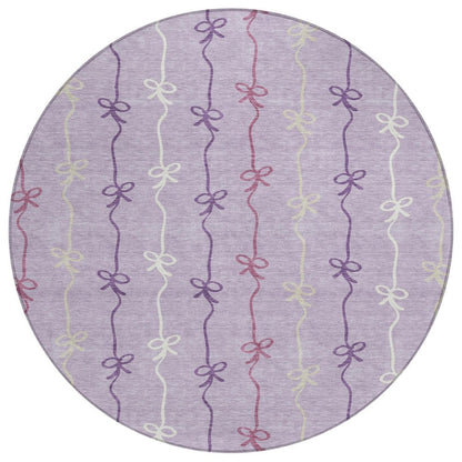 8' Lavender And Mauve Round Southwestern Washable Indoor Outdoor Area Rug HomeRoots