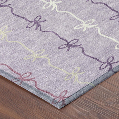 8' Lavender And Mauve Round Southwestern Washable Indoor Outdoor Area Rug